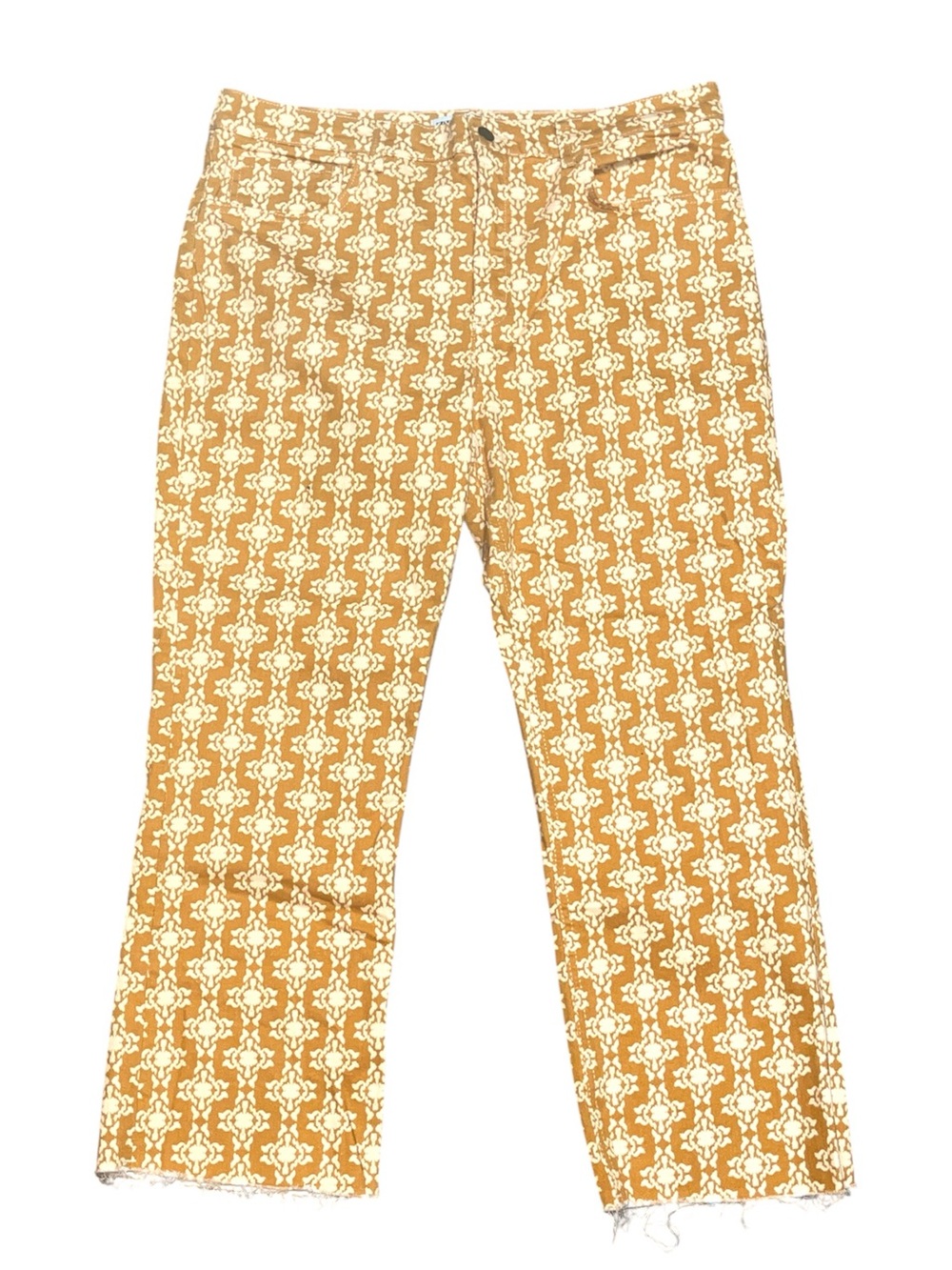 Zara The Dreed Flare Abstract Print Cropped Jeans Size 14